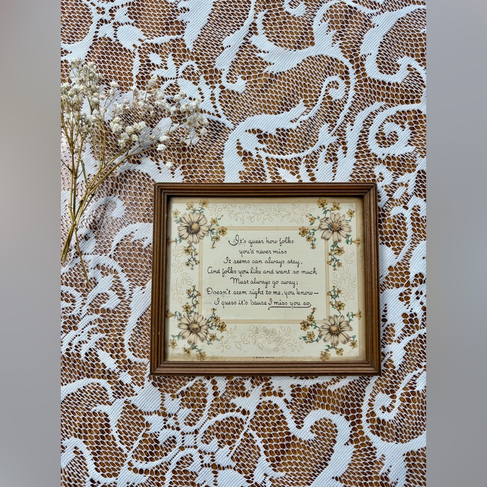 Vintage 1944 Floral Inspirational Quote Wall Frame